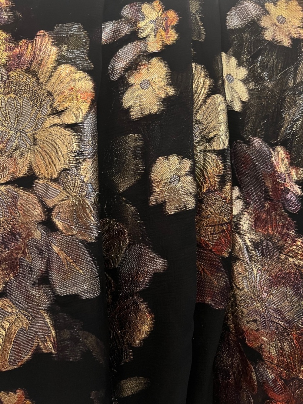 😮Saint Laurent Black Floral Silk Jacquard Mini Flared Dress - 40 - Picture 13 of 13